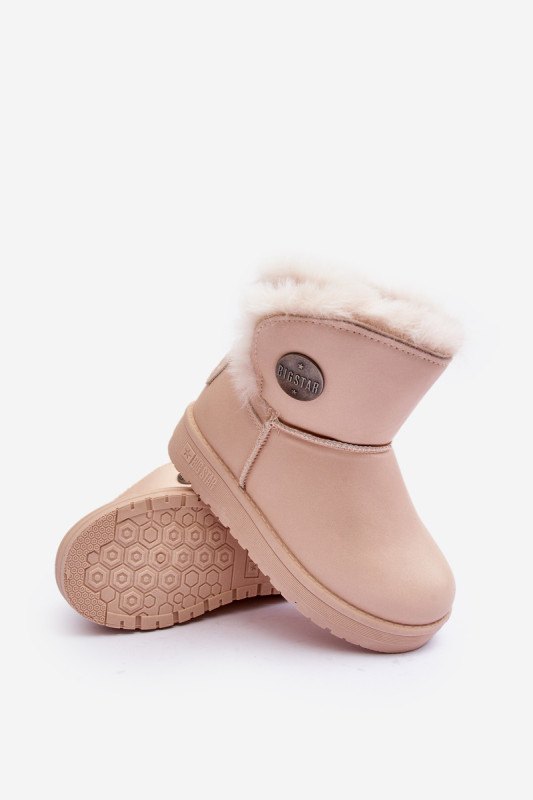 Beige gefütterte Schneestiefel mit Fell