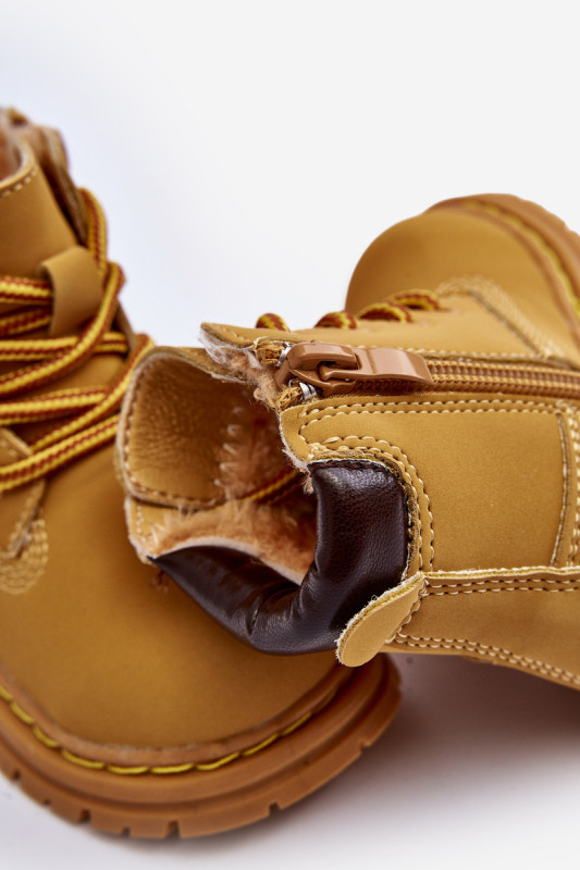 Gefütterte braune Stiefelette mit Reißverschluss