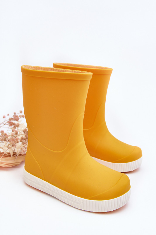 Gelber Gummistiefel mit Plattform und profilierter Innensohle