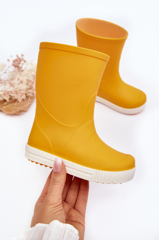 Gelber Gummistiefel mit Plattform und profilierter Innensohle