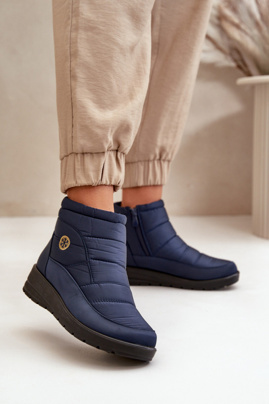 Gefütterte blaue Schneestiefel mit Plateau