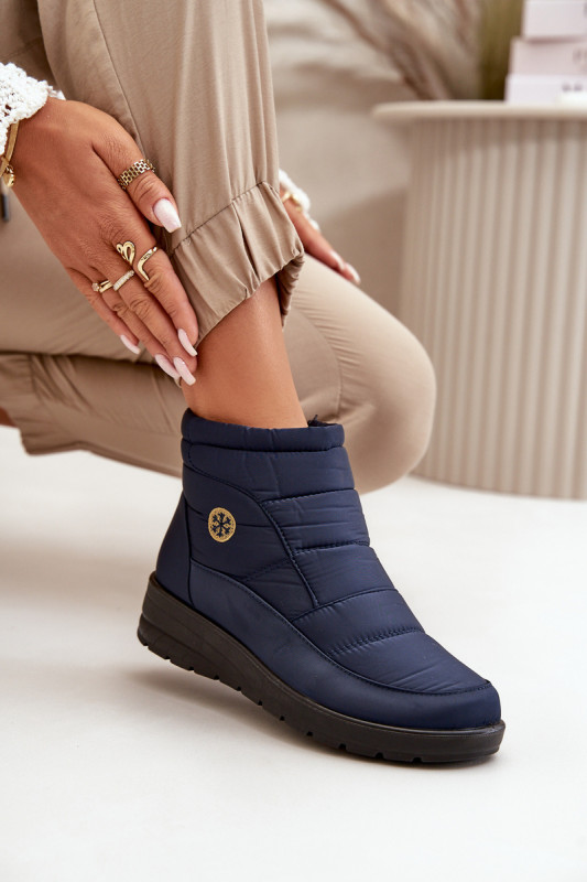 Gefütterte blaue Schneestiefel mit Plateau