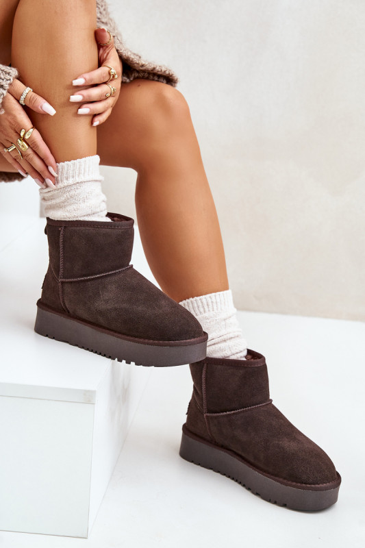 Braune Wildleder-Snowboots mit Plateau