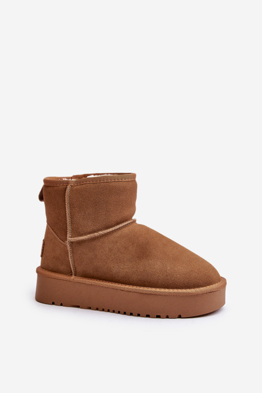 Snowboots aus Veloursleder mit Plateau in Braun