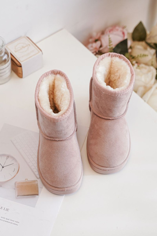 Gefütterte rosa Schneestiefel aus Wildlederimitat