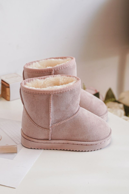 Gefütterte rosa Schneestiefel aus Wildlederimitat