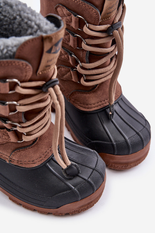 Hohe braune gefütterte Schneestiefel mit Kordelzug
