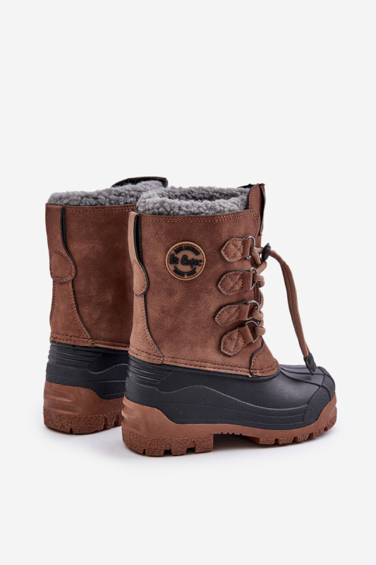 Hohe braune gefütterte Schneestiefel mit Kordelzug