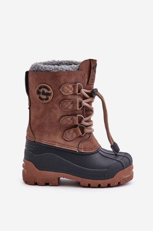 Hohe braune gefütterte Schneestiefel mit Kordelzug