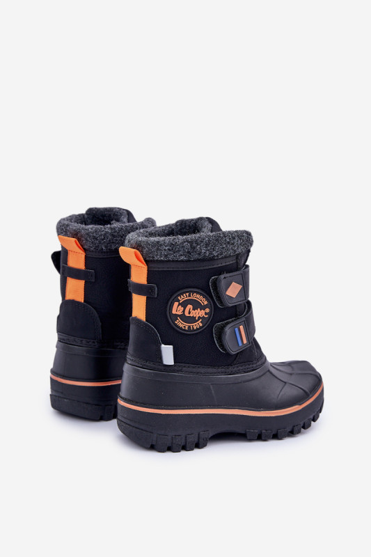 Schwarzer Winter-Snowboot mit Klettverschluss aus Kunstleder