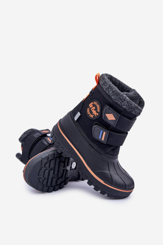Schwarzer Winter-Snowboot mit Klettverschluss aus Kunstleder