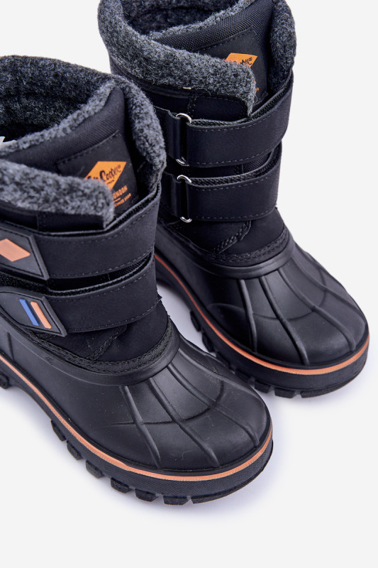 Schwarzer Winter-Snowboot mit Klettverschluss aus Kunstleder