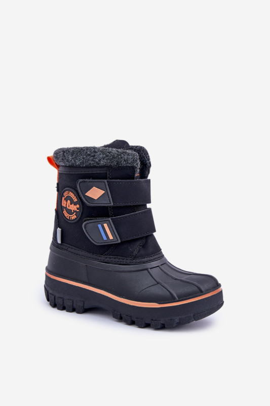 Schwarzer Winter-Snowboot mit Klettverschluss aus Kunstleder