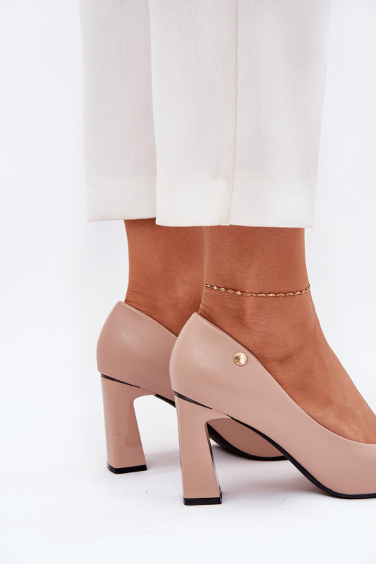 Elegante Pumps mit Blockabsatz, beige