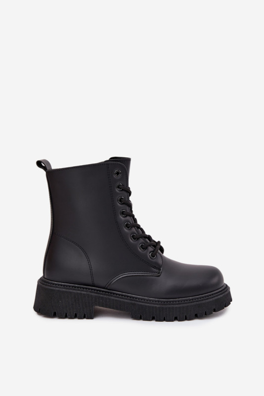 Schwarze gefütterte Ankle-Boots mit Reißverschluss