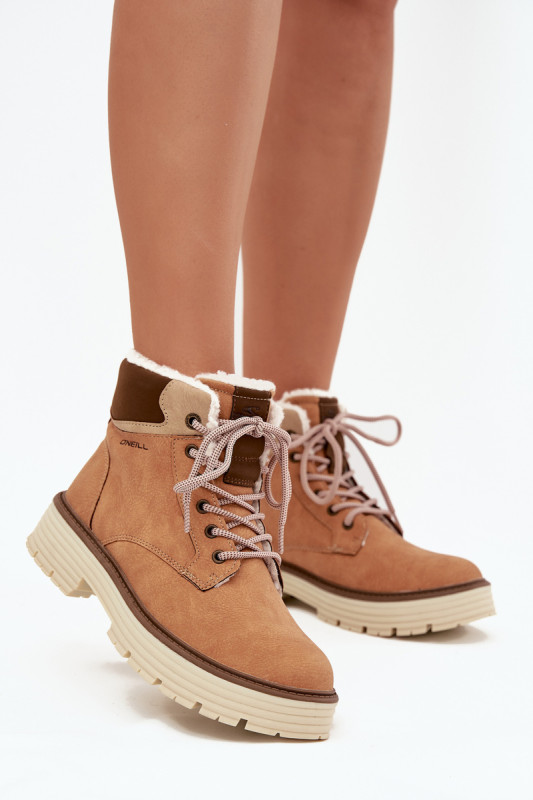 Gefütterte braune Stiefelette aus Kunstleder