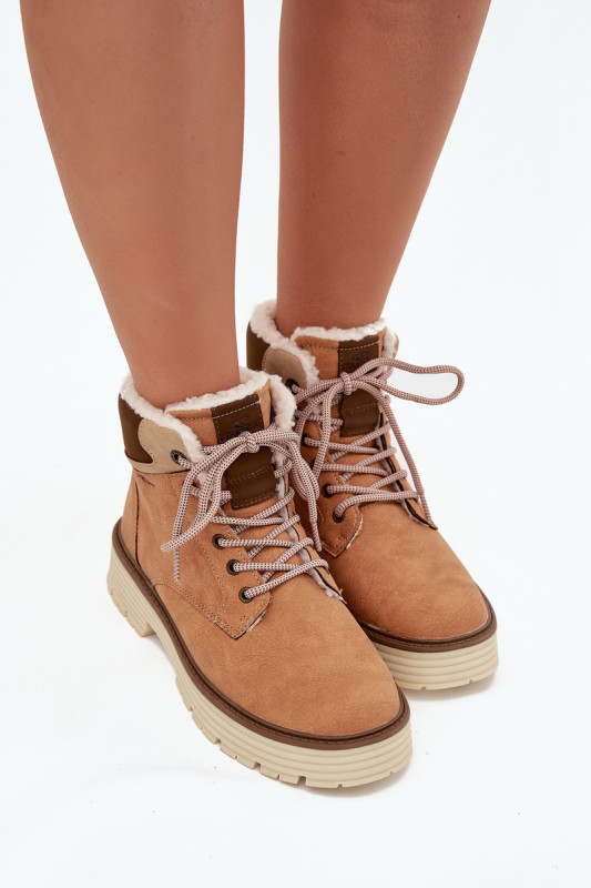 Gefütterte braune Stiefelette aus Kunstleder