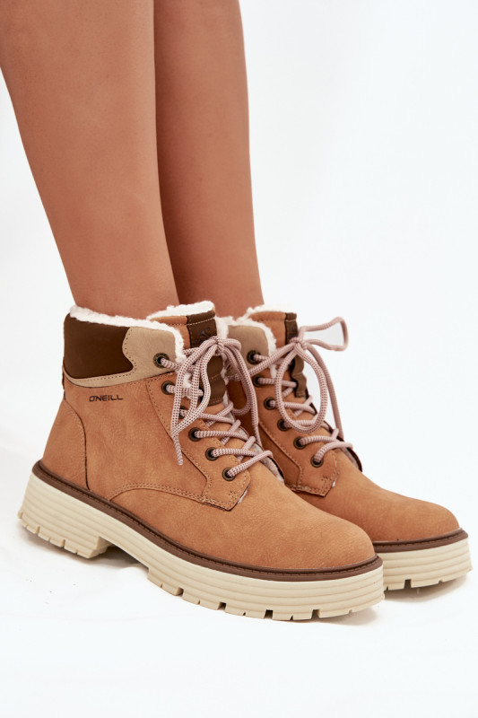 Gefütterte braune Stiefelette aus Kunstleder