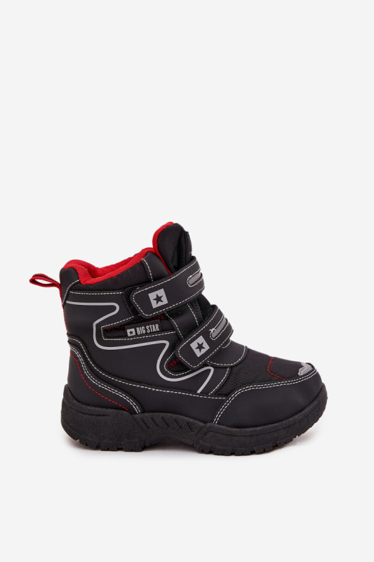 Gefütterte Schneestiefel mit Klettverschluss, schwarz