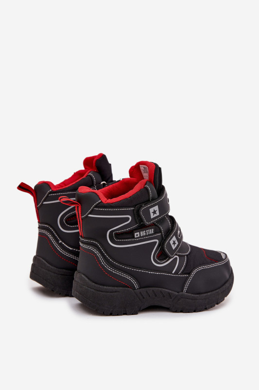 Gefütterte Schneestiefel mit Klettverschluss, schwarz