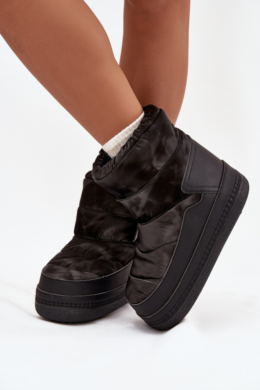 Schwarze Snowboots aus Kunstleder und Synthetik