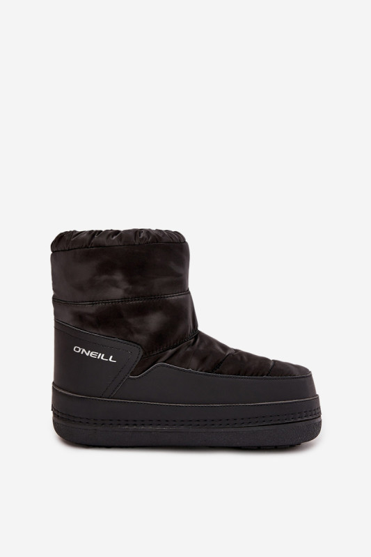 Schwarze Snowboots aus Kunstleder und Synthetik