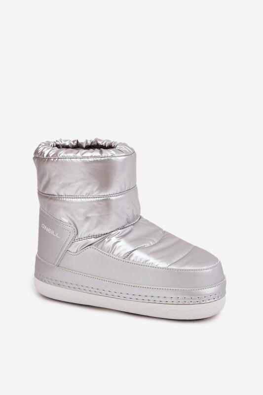 Silberne Schneestiefel mit warmer Fütterung