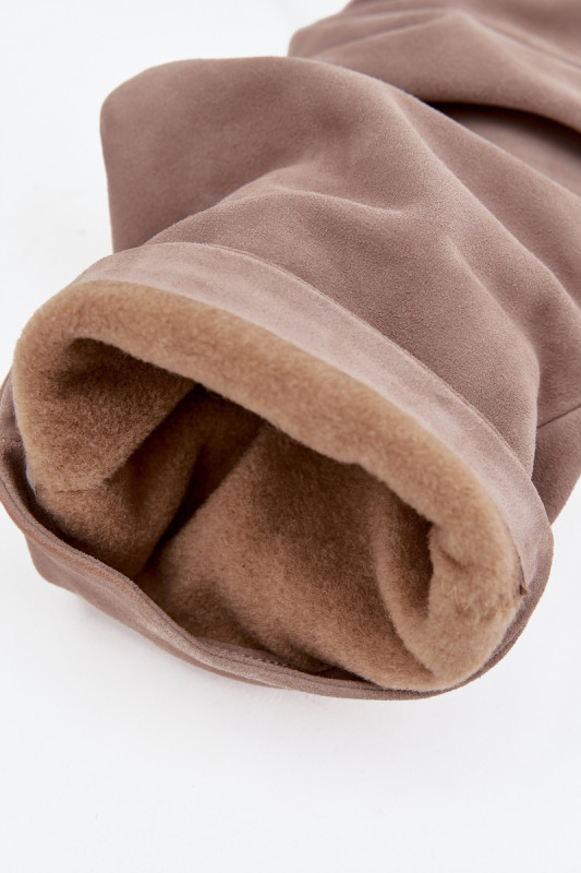Overknee-Stiefel aus Veloursleder mit Blockabsatz, braun