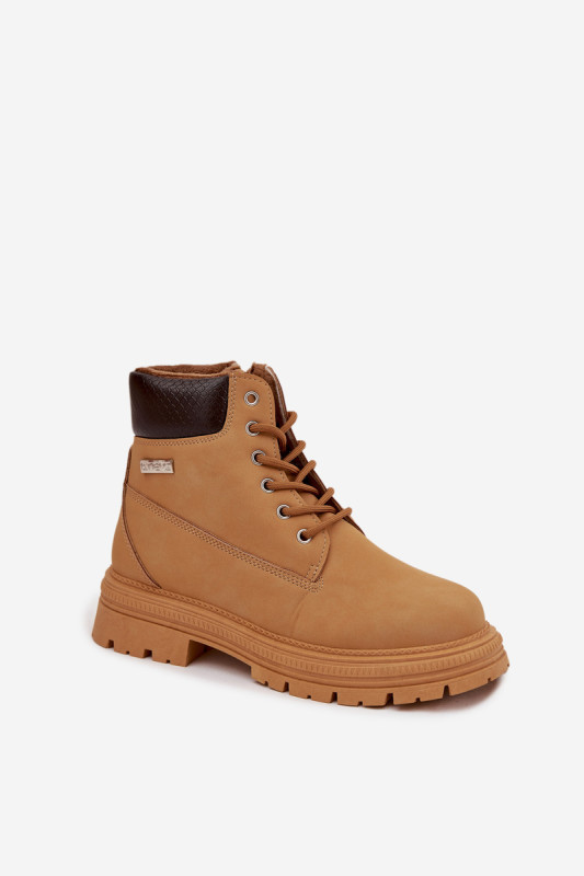 Gefütterte Camel-Stiefelette mit Reißverschluss