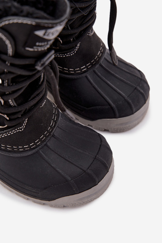 Schwarze Winterstiefel aus Kunstleder mit Fellfutter