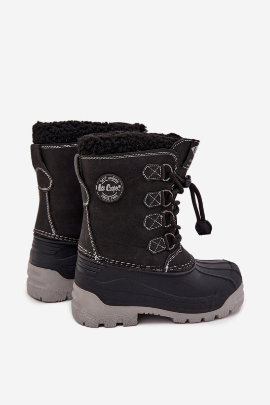 Schwarze Winterstiefel aus Kunstleder mit Fellfutter
