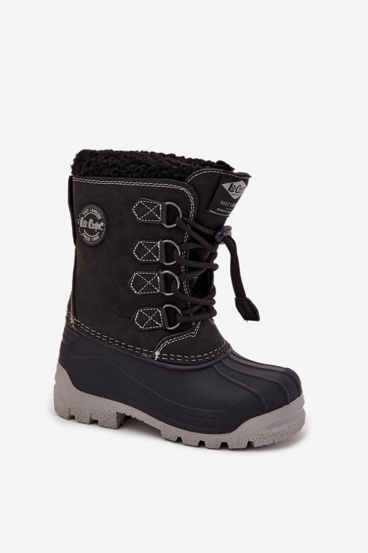 Schwarze Winterstiefel aus Kunstleder mit Fellfutter