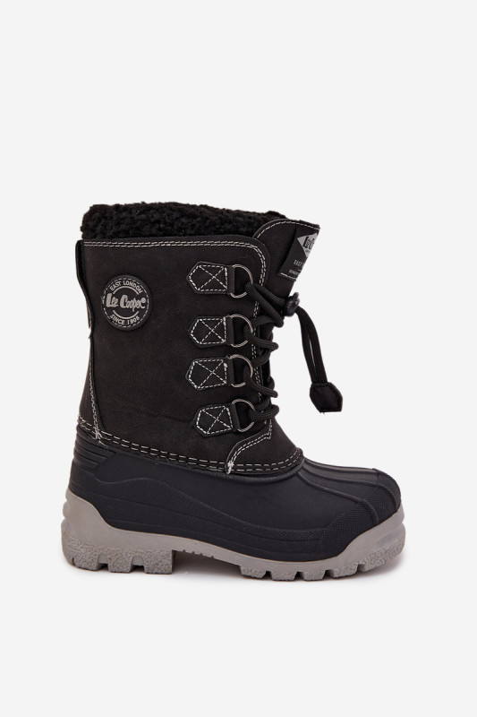Schwarze Winterstiefel aus Kunstleder mit Fellfutter