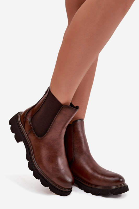 Gefütterte braune Stiefelette mit Reißverschluss