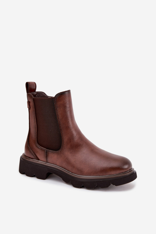 Gefütterte braune Stiefelette mit Reißverschluss