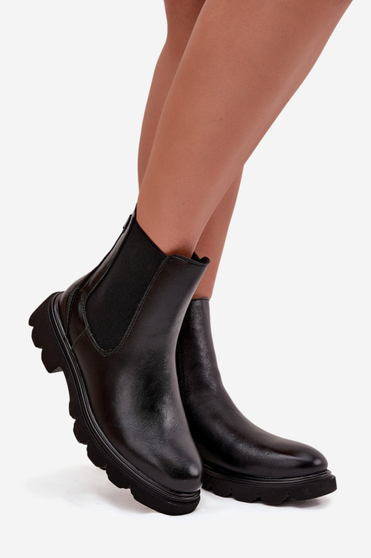 Schwarze gefütterte Stiefelette mit Reißverschluss aus Kunstleder