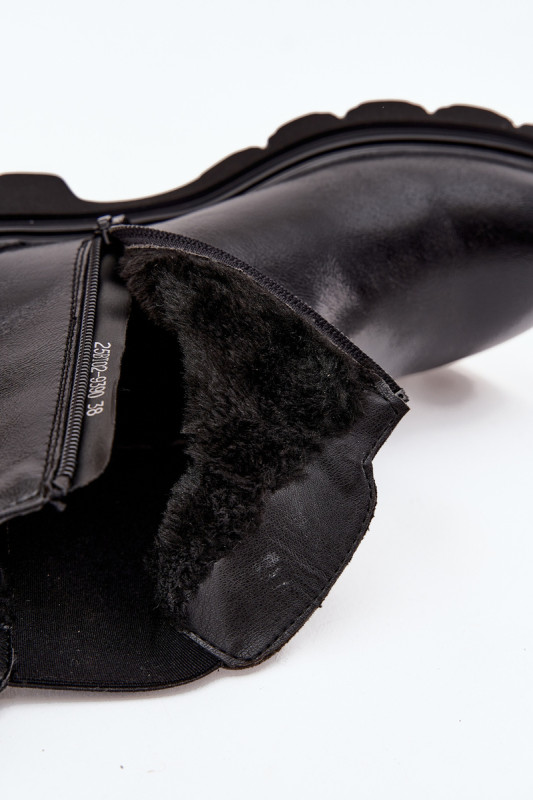 Schwarze gefütterte Stiefelette mit Reißverschluss aus Kunstleder