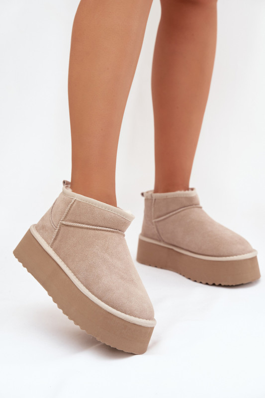 Snowboots aus echtem Veloursleder beige