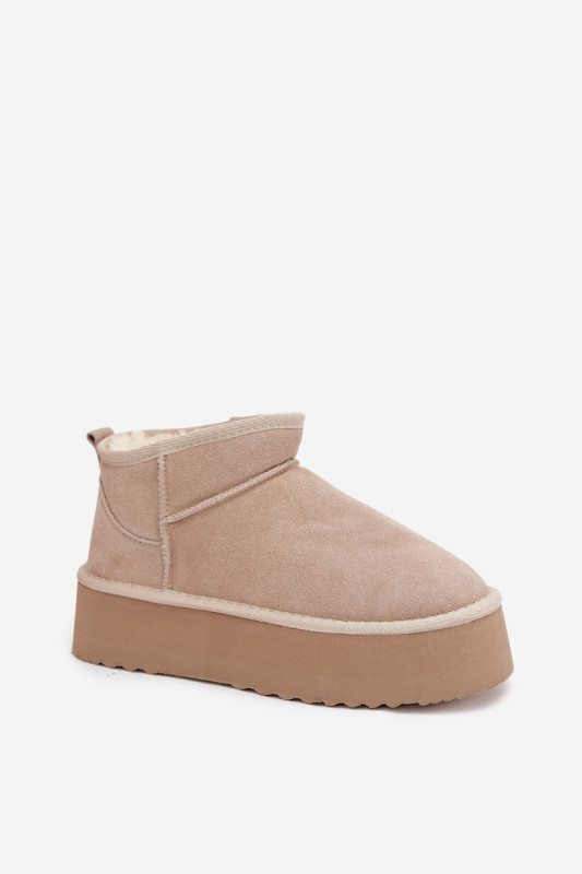 Snowboots aus echtem Veloursleder beige