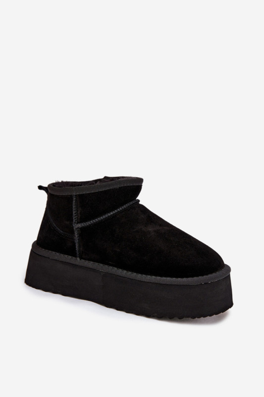 Schwarze Damen-Snowboots aus echtem Veloursleder