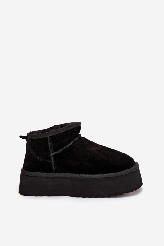 Schwarze Damen-Snowboots aus echtem Veloursleder