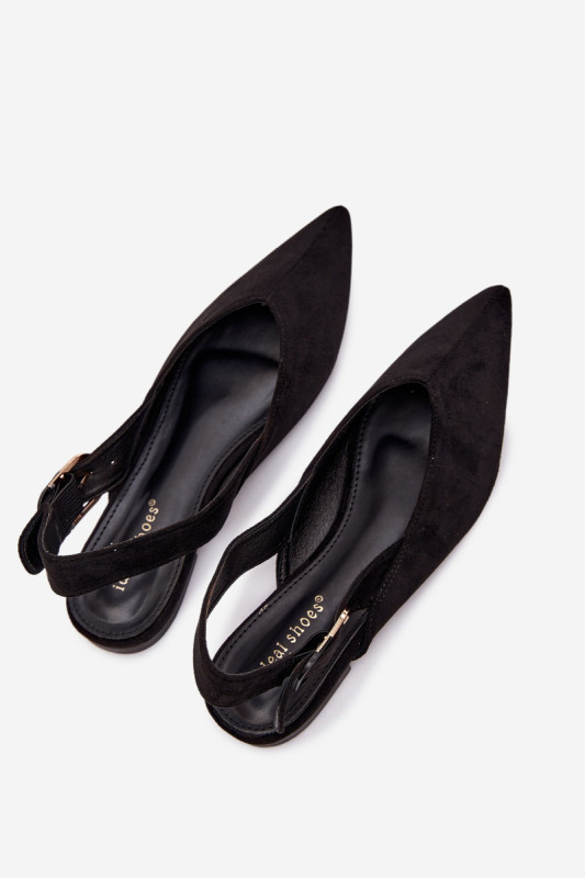 Schwarze Ballerina mit Schnalle aus Velourslederimitat