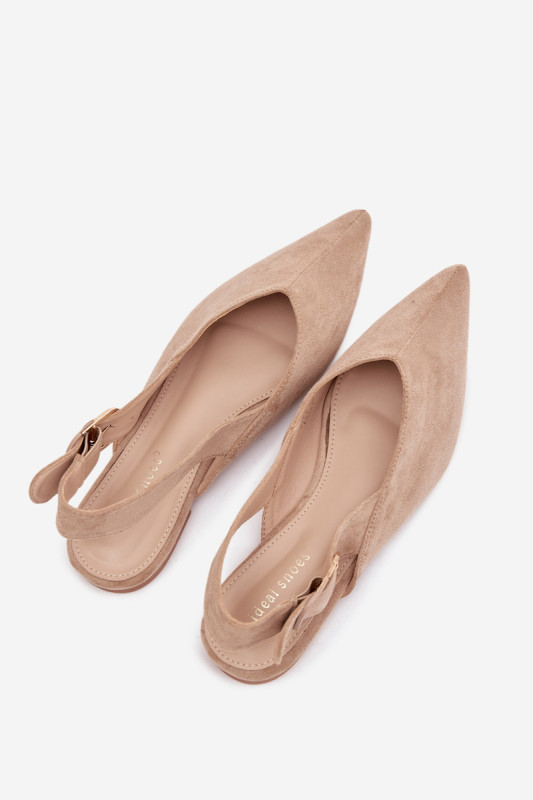 Beige Ballerinas mit Schnalle aus Wildlederimitat