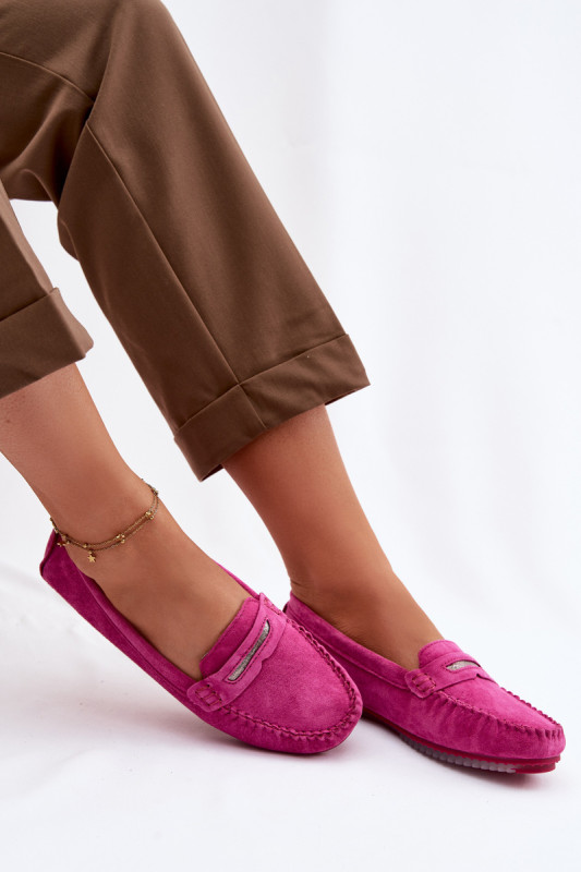 Mokassin aus echtem Veloursleder, rosa