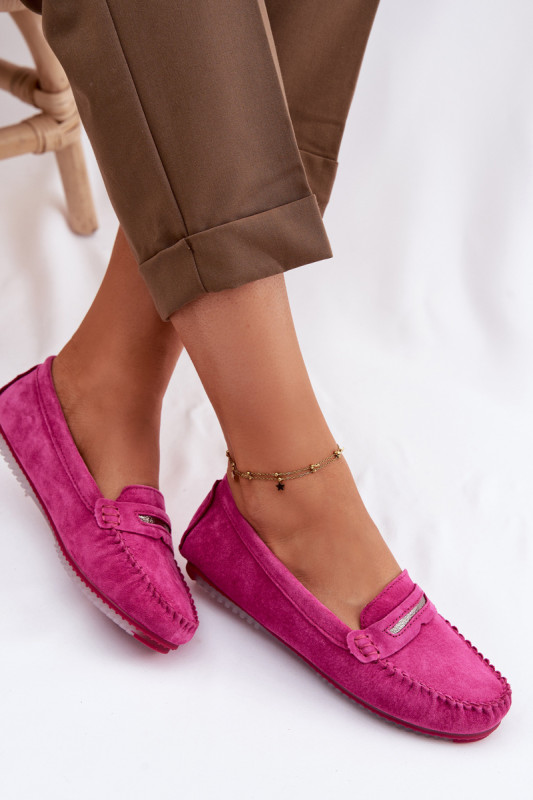 Mokassin aus echtem Veloursleder, rosa