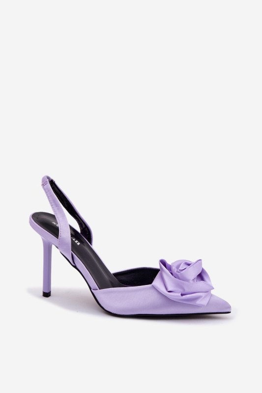 Satin-Sandalette mit Stilettoabsatz in Violett