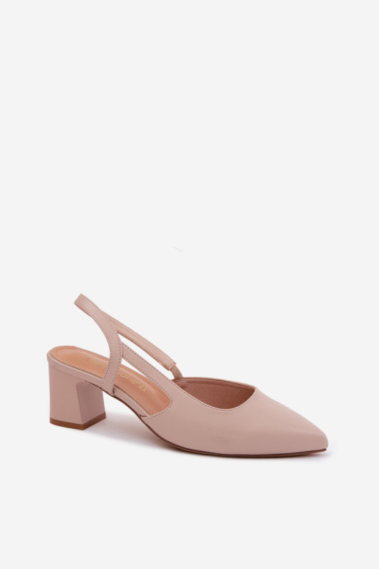 Sandale mit Absatz aus Kunstleder in Rosa