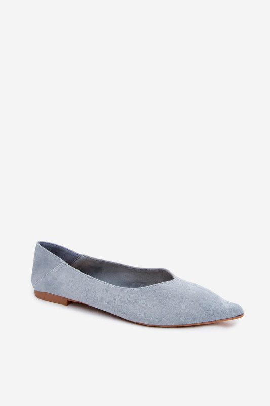 Ballerina mit spitzer Kappe aus Wildlederimitat in Blau