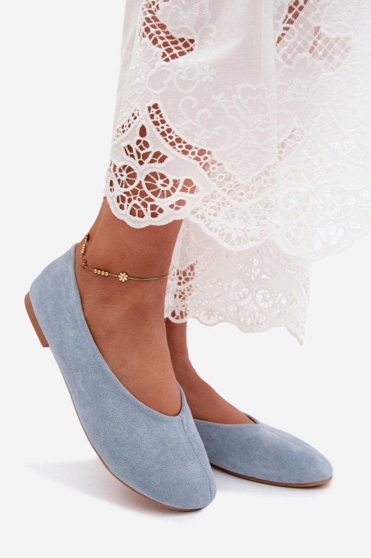 Ballerinas aus Velourslederimitat blau