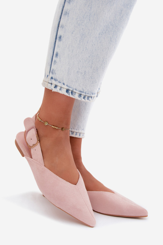 Rosa Ballerinas mit Schnalle aus Velourslederimitat
